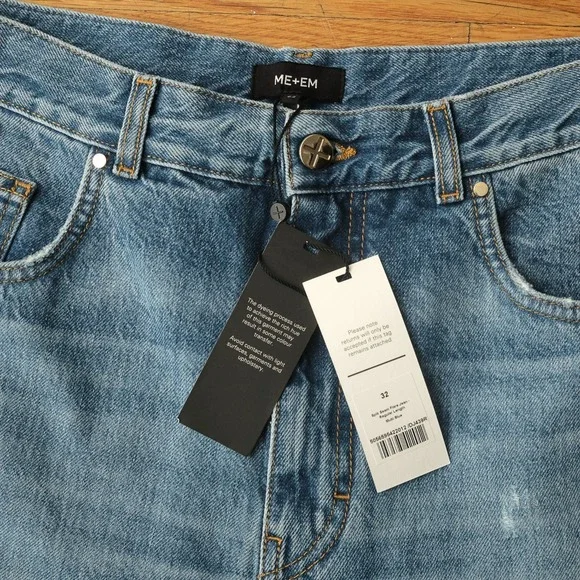 ME+EM Split Seam Flare Jeans Blue Multi Wash Regular Length Wide Leg Size 32 - Picture 3 of 13